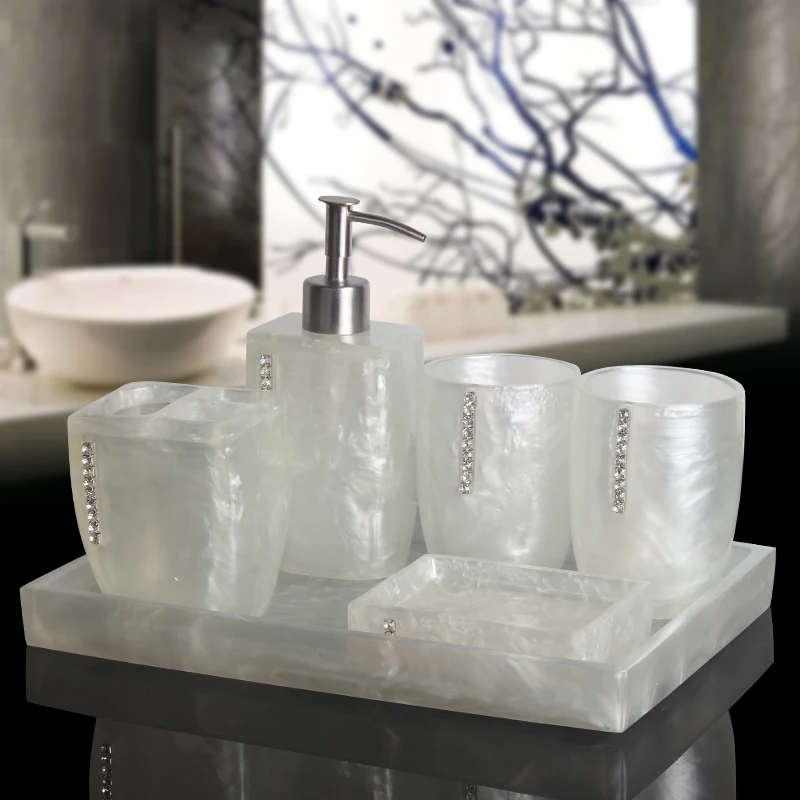 Zara Home Bathroom - اللؤلؤ الملمس الراتنج حمام المنتجات خمس