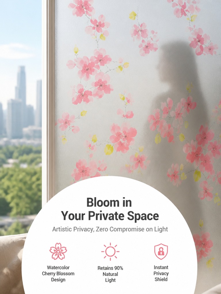 Home Bathroom Window - فيلم نوافذ للخصوصية مصقول شبه شفاف