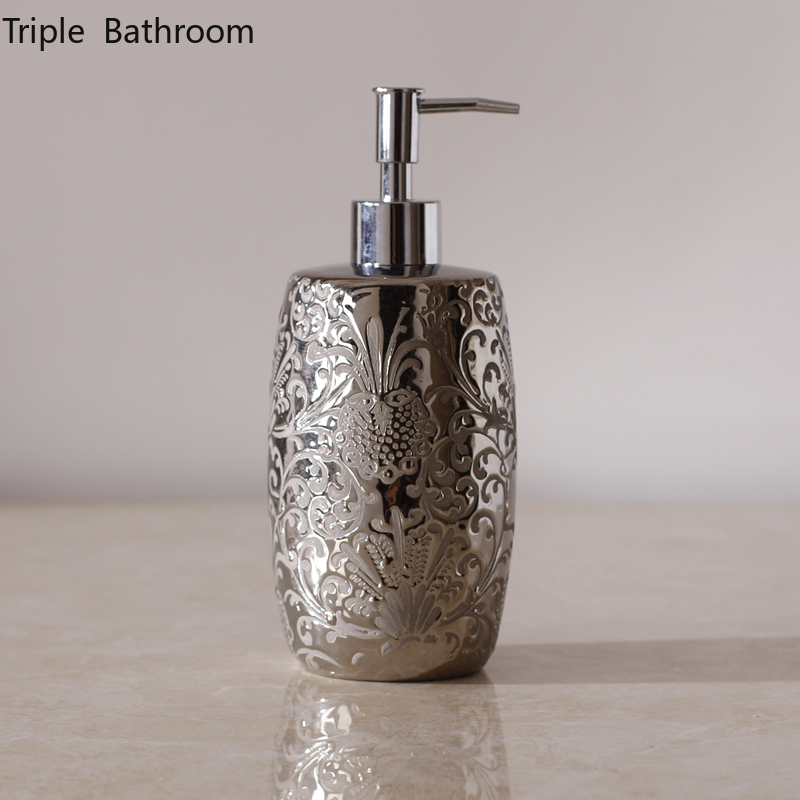 Zara Home Bathroom - الفضة السيراميك الشامبو زجاجات اكسسوارات الحمام