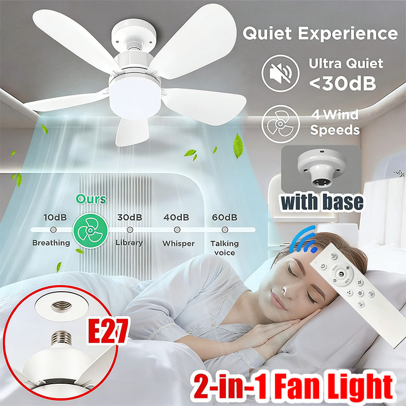 Home Bathroom Fan - E27 المسمار مروحة السقف الخفيفة مع
