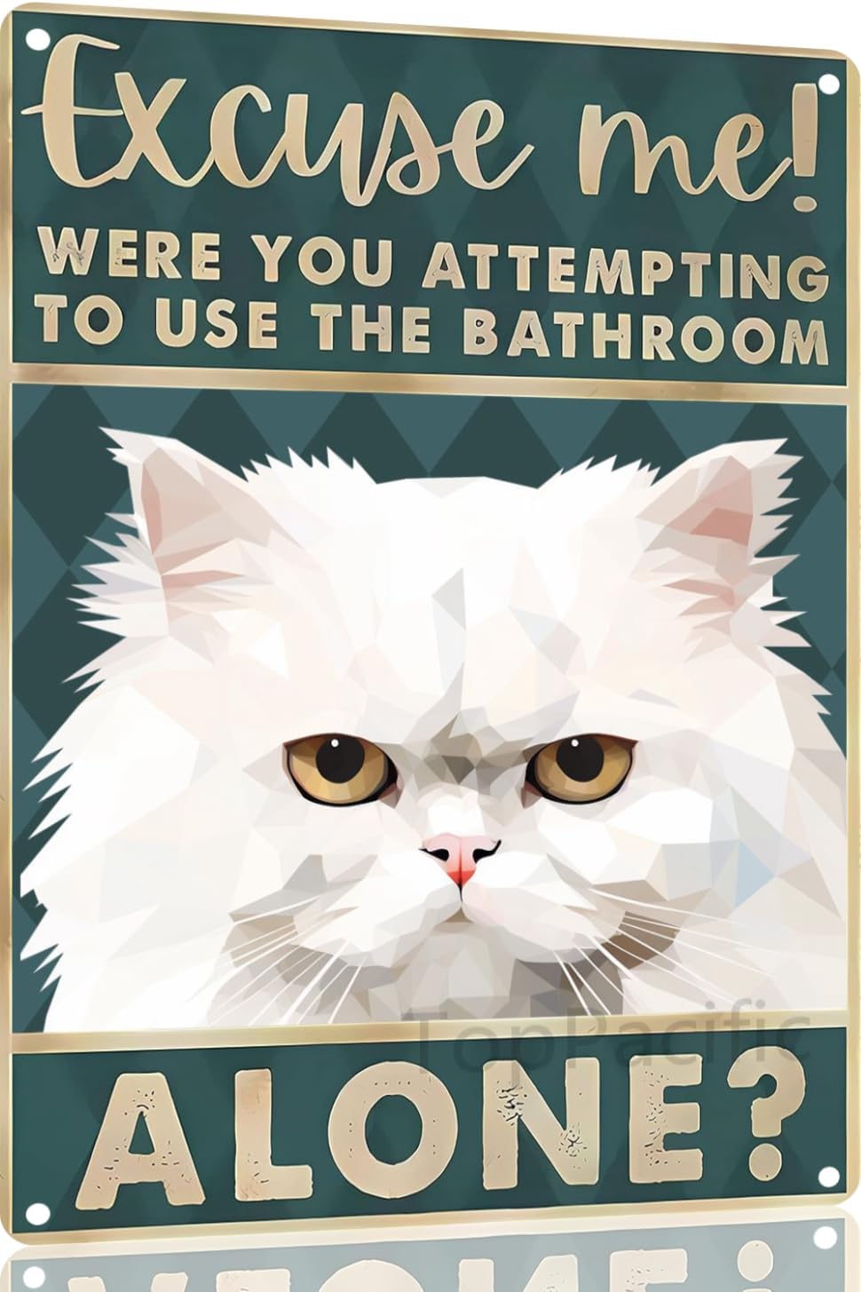 Home Alone Bathroom - لافتات معدنية عتيقة بتصميم قطة فارسية