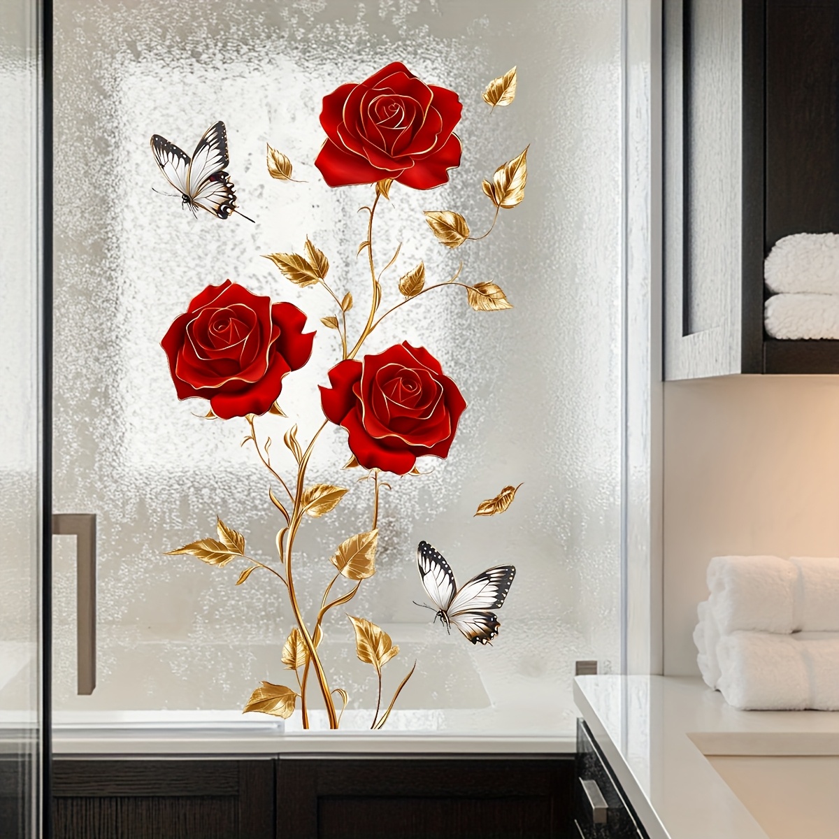 Home Bathroom Window - ملصق نافذة وجدار على شكل فراشة