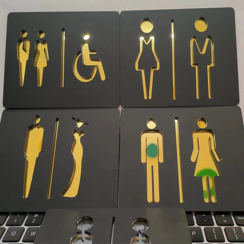 لوحة لافتة للمرحاض ذهبية سوداء - مراجعة Home Bathroom Door Signs وسعره