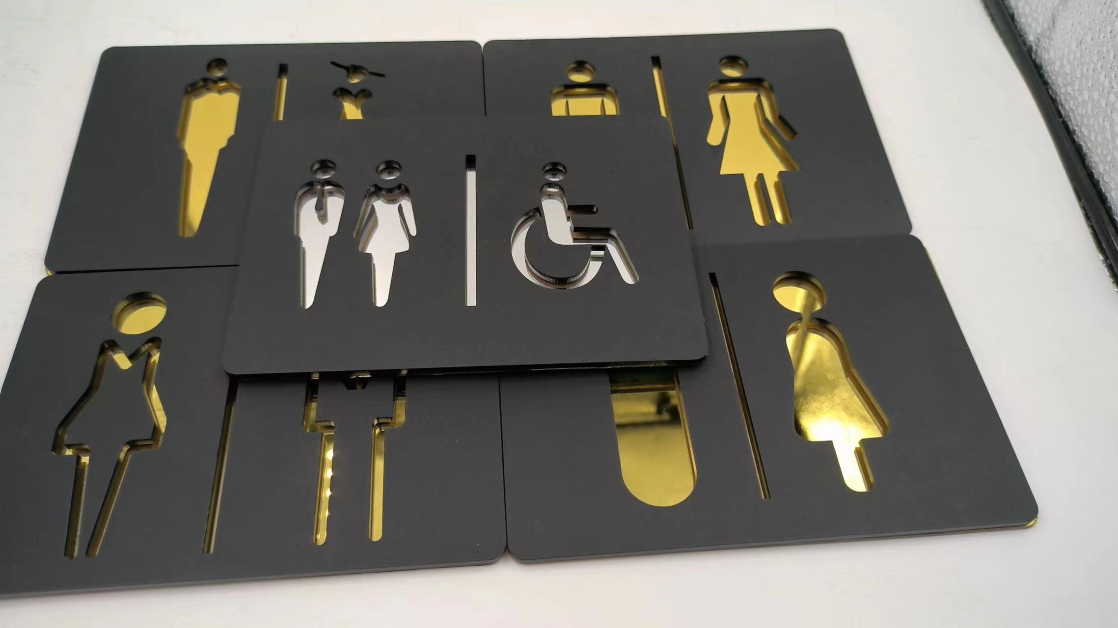 لوحة لافتة للمرحاض ذهبية سوداء - مراجعة Home Bathroom Door Signs وسعره