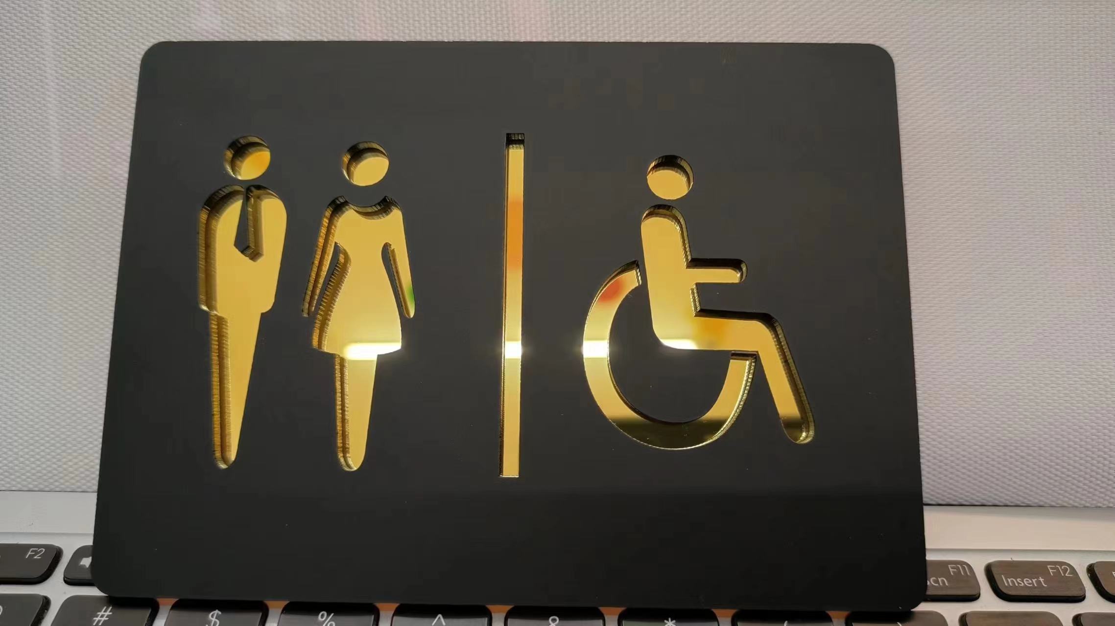 لوحة لافتة للمرحاض ذهبية سوداء - مراجعة Home Bathroom Door Signs وسعره