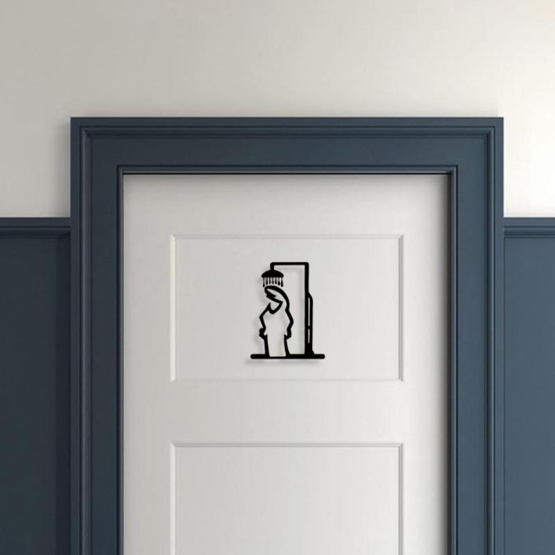 1 قطعة خط الحد الأدنى المعادن  - مراجعة Home Bathroom Door Signs وسعره