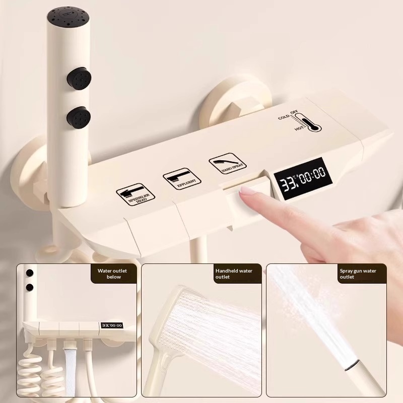 طقم دش كريمي سهل التركيب بدون  - مراجعة Home Bathroom Set وسعره