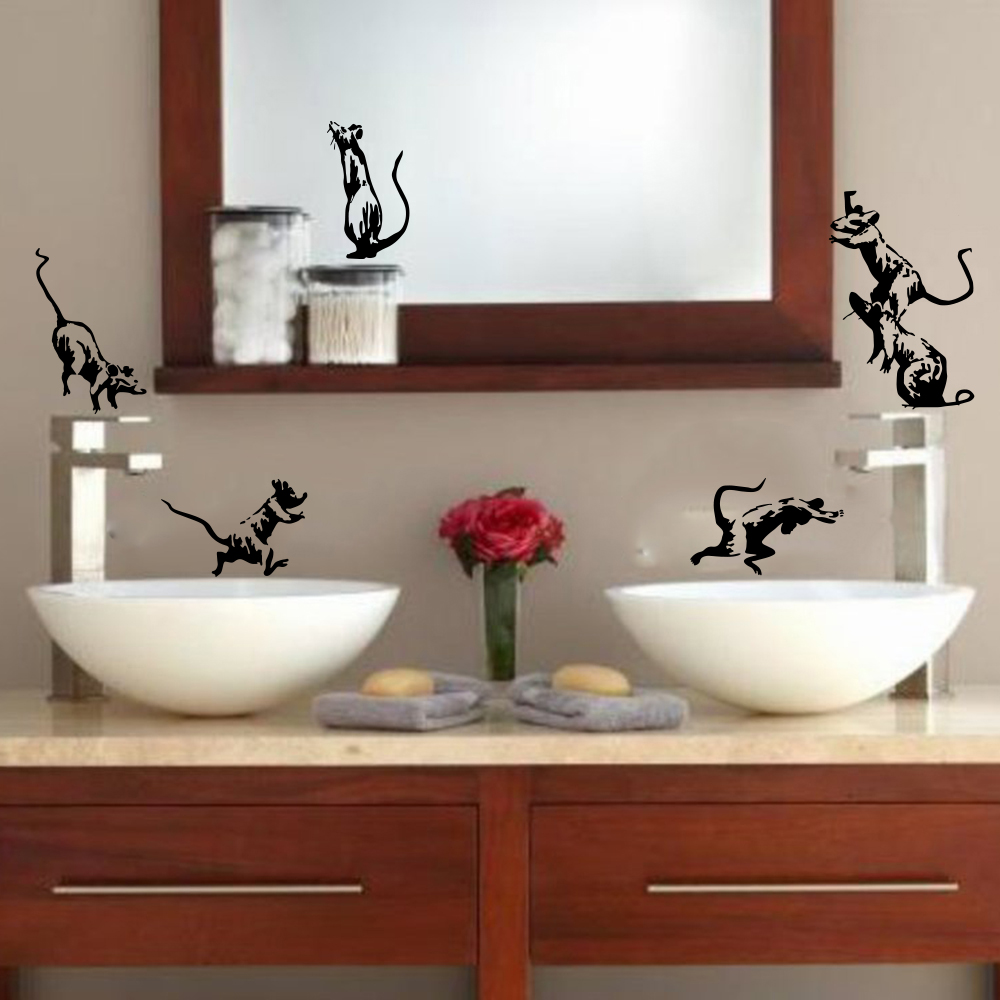 5 قطعة Banksy المرحاض الفئران  - مراجعة Home Bathroom Window وسعره