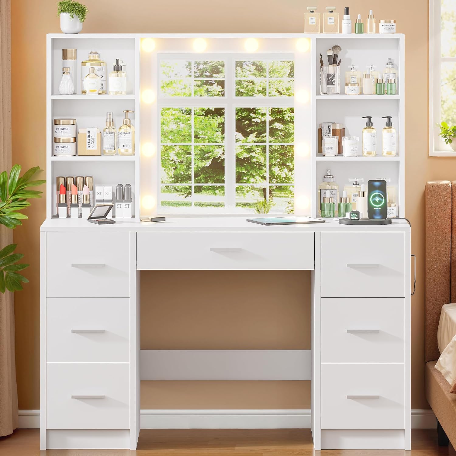 طاولة تجميل كبيرة مع مرآة LED  - مراجعة Home Outlet Bathroom Vanity وسعره