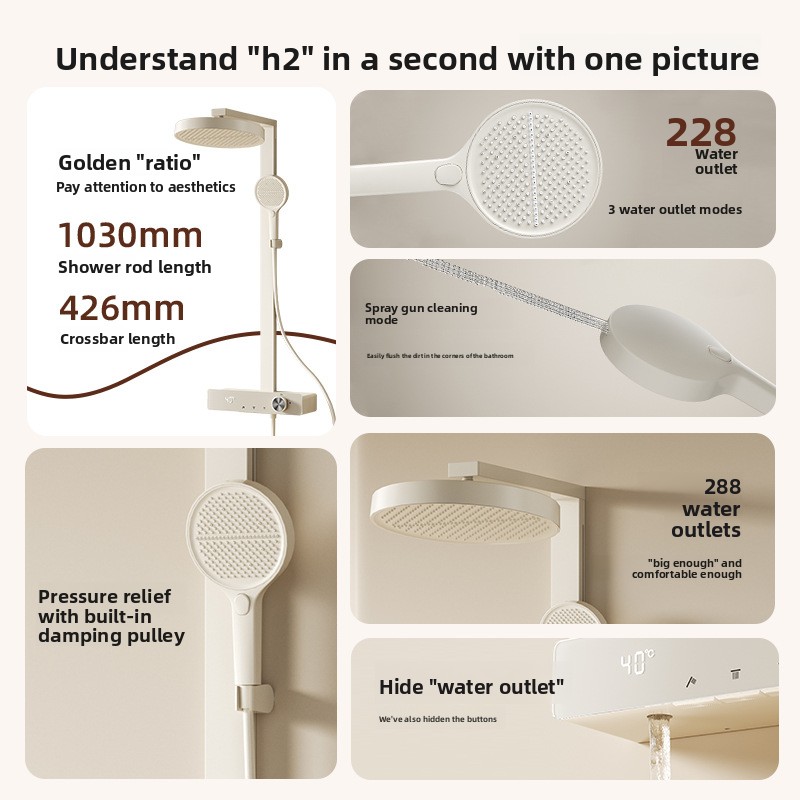 مجموعة دش نحاسية ذكية بشاشة رق - مراجعة Home Bathroom Set وسعره