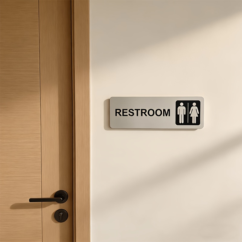 لافتة حمام معدنية مصقولة ذاتية - مراجعة Home Bathroom Door Signs وسعره