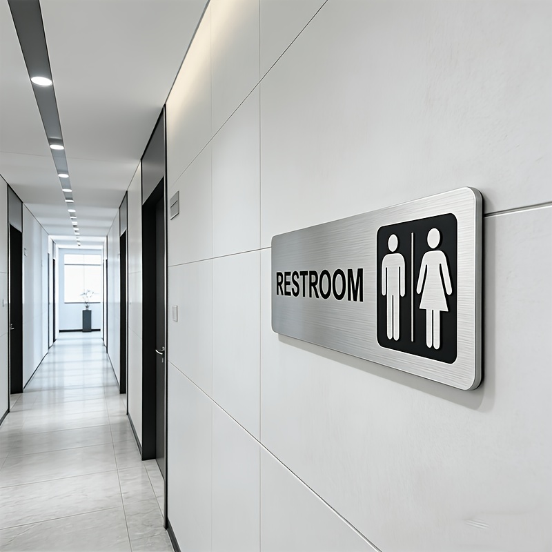 لافتة حمام معدنية مصقولة ذاتية - مراجعة Home Bathroom Door Signs وسعره